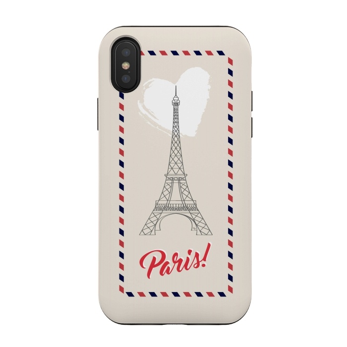 iPhone Xs / X StrongFit Vintage envelope Eiffel Tower in Paris by Martina