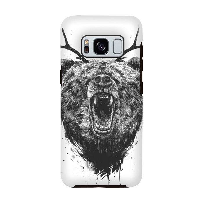 Galaxy S8 StrongFit Angry bear with antlers by Balazs Solti