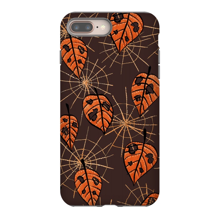 iPhone 7 plus StrongFit Orange Leaves With Holes And Spiderwebs by Boriana Giormova