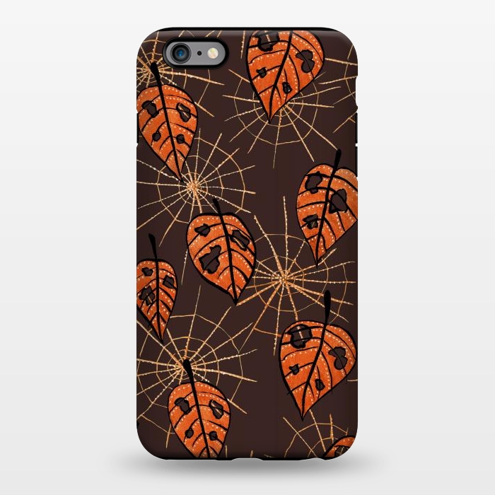 iPhone 6/6s plus StrongFit Orange Leaves With Holes And Spiderwebs by Boriana Giormova
