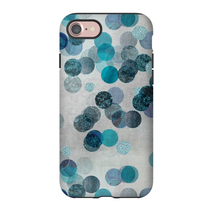iPhone 7 StrongFit Fancy Faux Glitter Dots In Teal And Turquoise by Andrea Haase