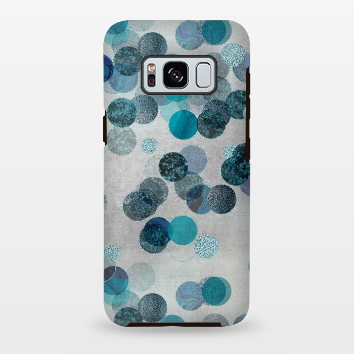 Galaxy S8 plus StrongFit Fancy Faux Glitter Dots In Teal And Turquoise by Andrea Haase