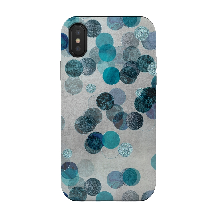 iPhone Xs / X StrongFit Fancy Faux Glitter Dots In Teal And Turquoise by Andrea Haase