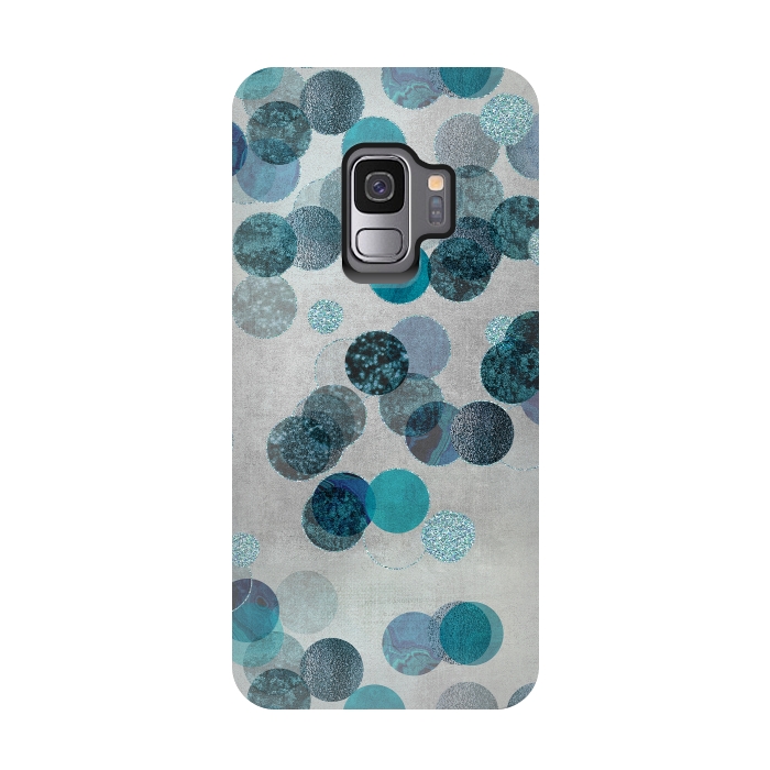 Galaxy S9 StrongFit Fancy Faux Glitter Dots In Teal And Turquoise by Andrea Haase