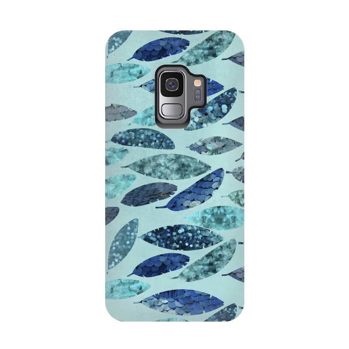 Galaxy S9 StrongFit Sparkling Mermaid Feathers Blue And Teal by Andrea Haase