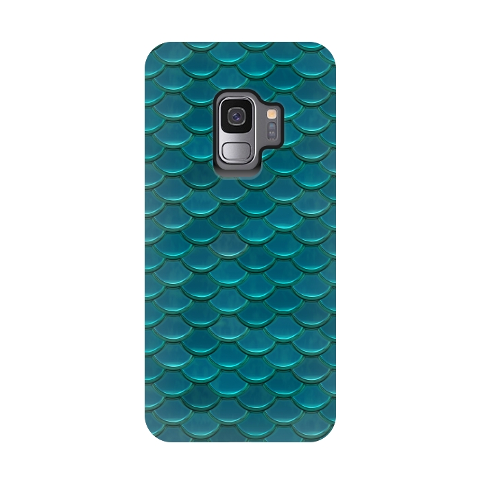 Galaxy S9 StrongFit Shiny Green Mermaid Scales by Andrea Haase