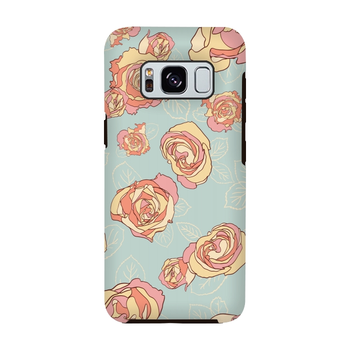 Galaxy S8 StrongFit Retro Roses by Paula Ohreen