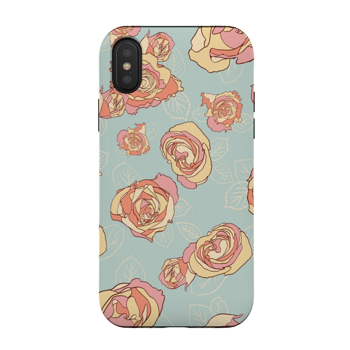iPhone Xs / X StrongFit Retro Roses by Paula Ohreen