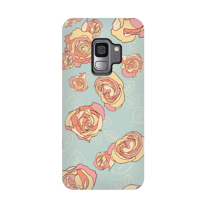 Galaxy S9 StrongFit Retro Roses by Paula Ohreen