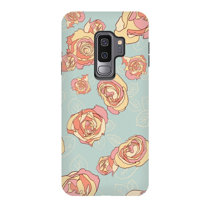 Galaxy S9 plus StrongFit Retro Roses by Paula Ohreen