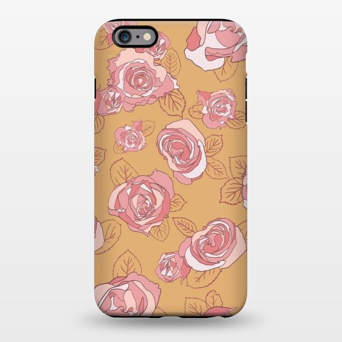 iPhone 6/6s plus StrongFit Retro Roses on Mustard by Paula Ohreen