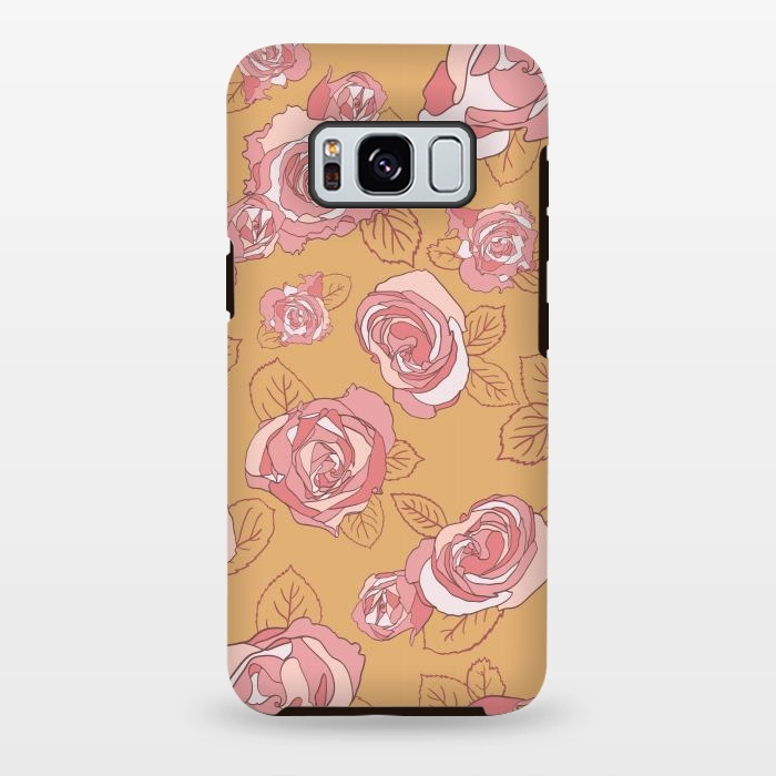 Galaxy S8 plus StrongFit Retro Roses on Mustard by Paula Ohreen