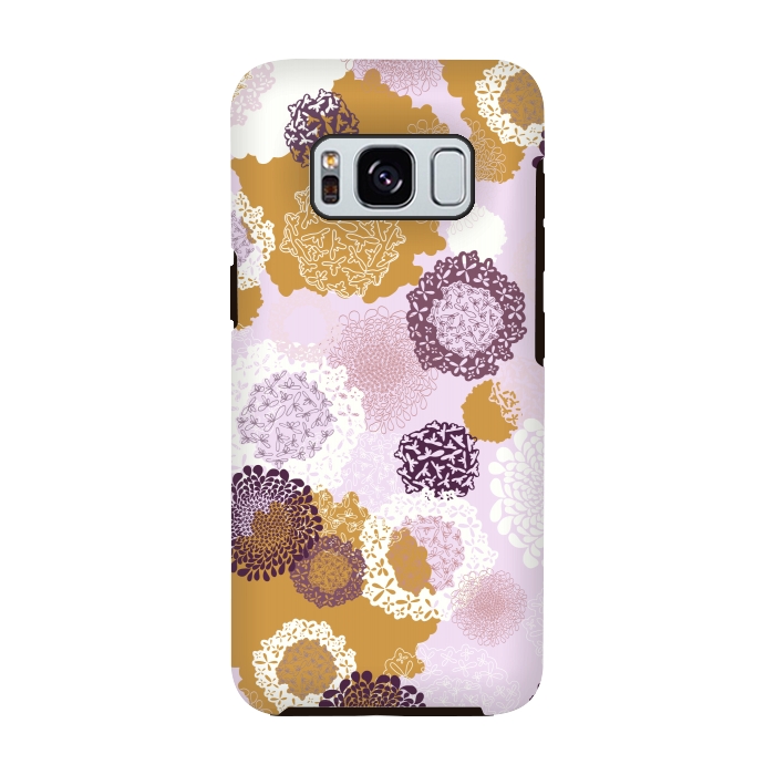 Galaxy S8 StrongFit Doily Flowers on Pink by Paula Ohreen