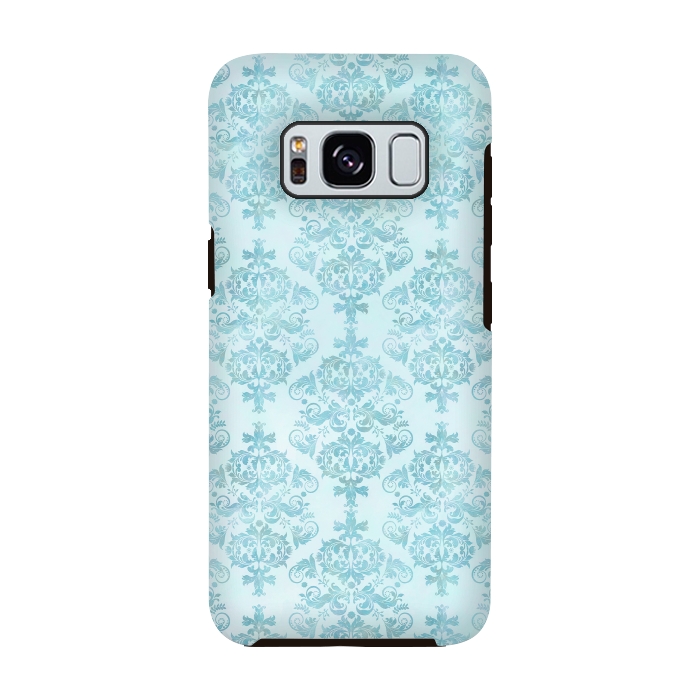 Galaxy S8 StrongFit Teal Watercolor Damask Pattern by Andrea Haase
