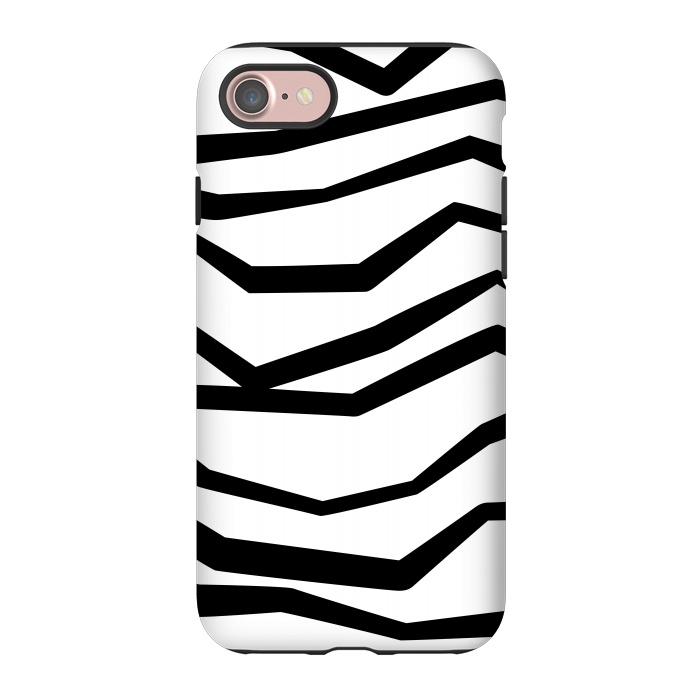 iPhone 7 StrongFit Wavy Zig Zag Stripes Black And White 2 by Andrea Haase