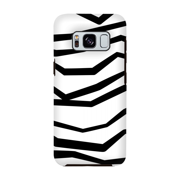 Galaxy S8 StrongFit Wavy Zig Zag Stripes Black And White 2 by Andrea Haase