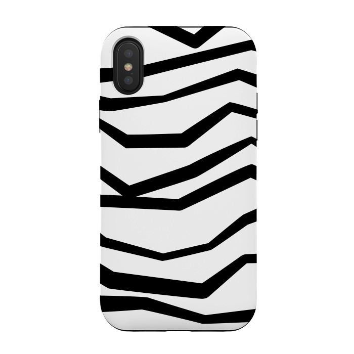 iPhone Xs / X StrongFit Wavy Zig Zag Stripes Black And White 2 by Andrea Haase