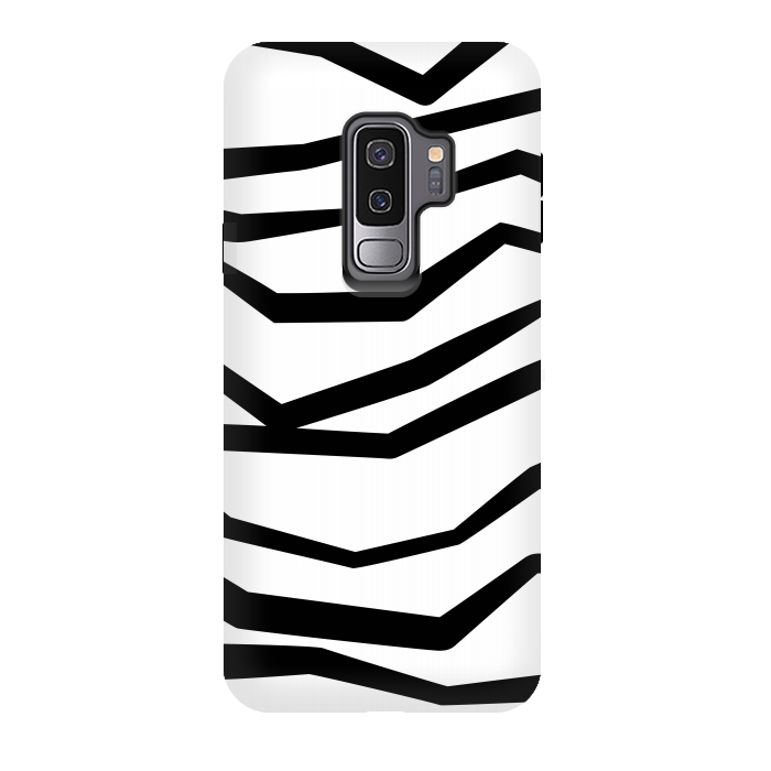 Galaxy S9 plus StrongFit Wavy Zig Zag Stripes Black And White 2 by Andrea Haase