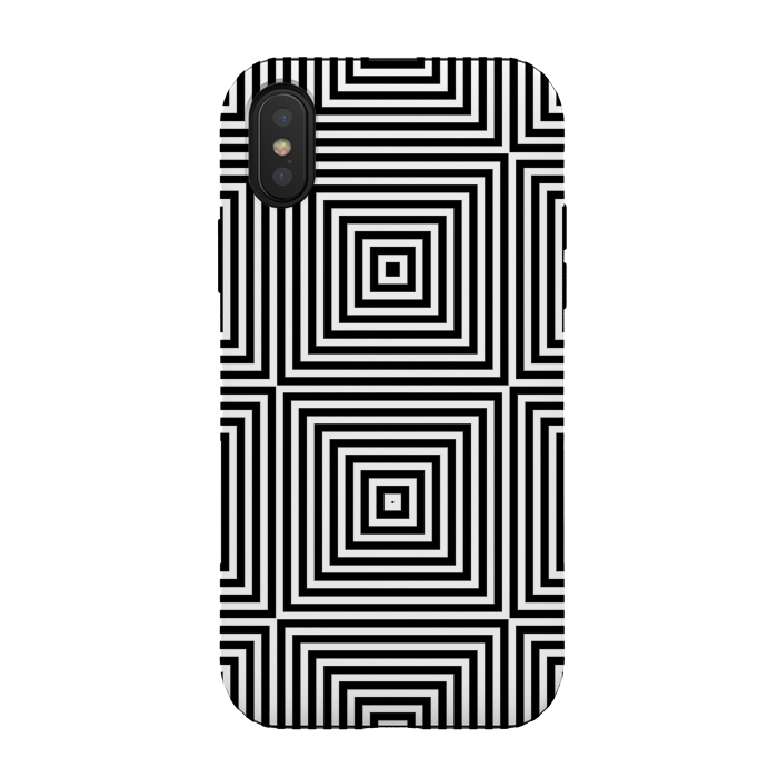iPhone Xs / X StrongFit Optical Illusion Black And White Squares by Andrea Haase