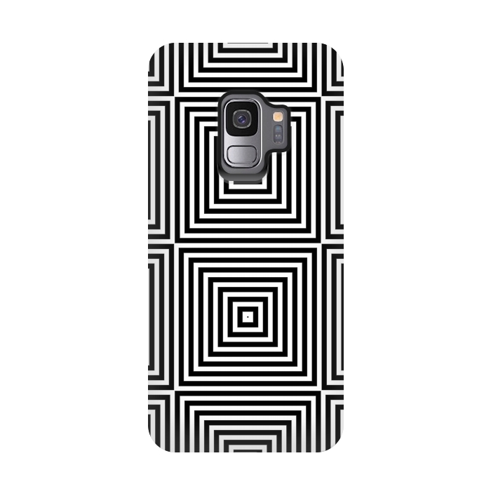 Galaxy S9 StrongFit Optical Illusion Black And White Squares by Andrea Haase