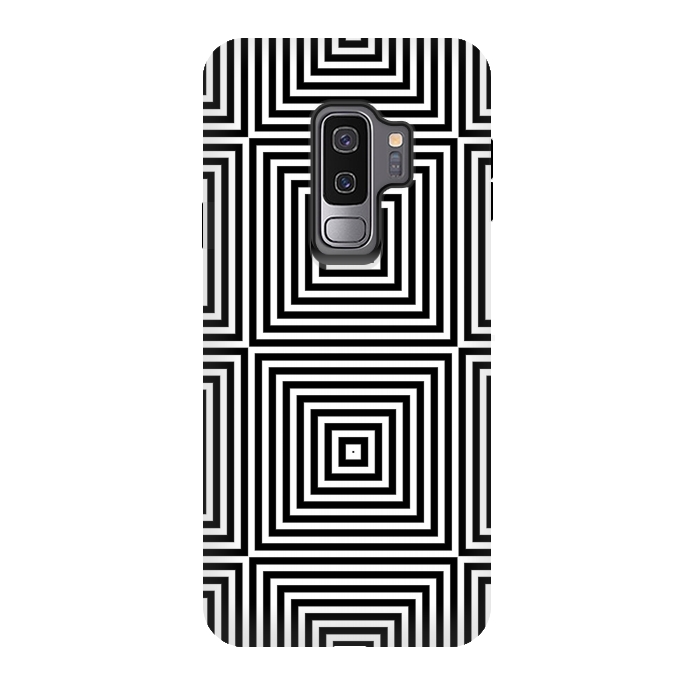 Galaxy S9 plus StrongFit Optical Illusion Black And White Squares by Andrea Haase