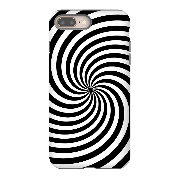 iPhone 7 plus StrongFit Concentric Spiral Op Art Black And White 2 by Andrea Haase