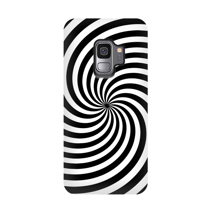 Galaxy S9 StrongFit Concentric Spiral Op Art Black And White 2 by Andrea Haase