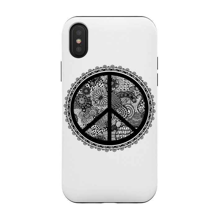 iPhone Xs / X StrongFit Zen Doodle Peace Symbol by Andrea Haase