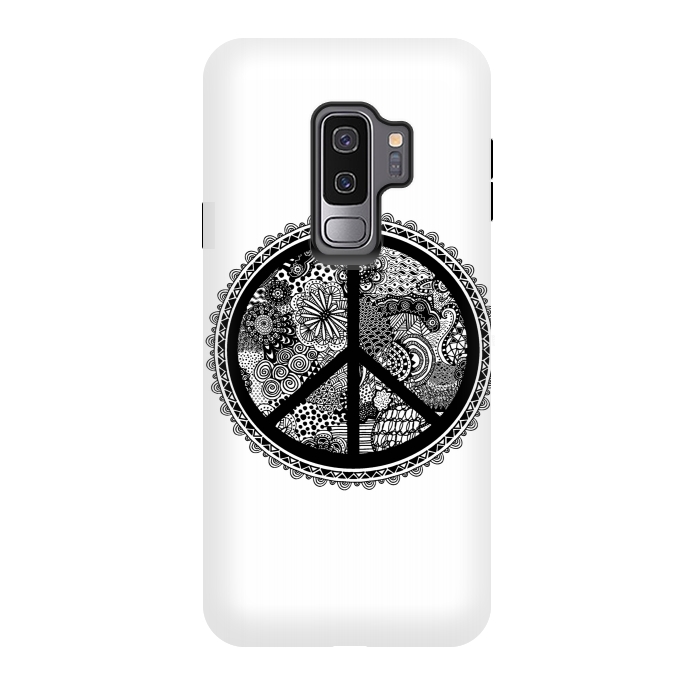 Galaxy S9 plus StrongFit Zen Doodle Peace Symbol by Andrea Haase