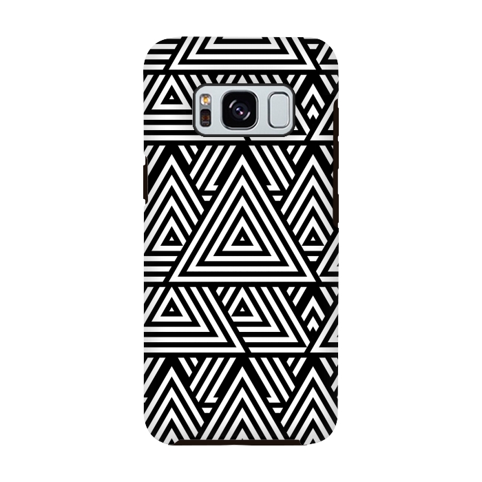 Galaxy S8 StrongFit Black White Triangle Pattern by Andrea Haase