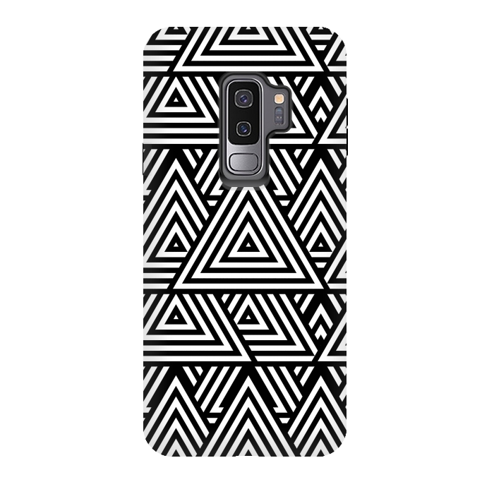 Galaxy S9 plus StrongFit Black White Triangle Pattern by Andrea Haase