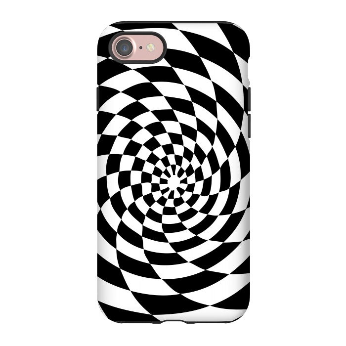 iPhone 7 StrongFit Checker Spiral Black And White by Andrea Haase