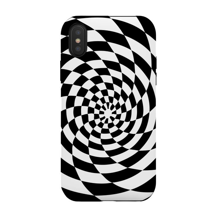iPhone Xs / X StrongFit Checker Spiral Black And White by Andrea Haase
