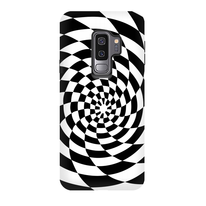 Galaxy S9 plus StrongFit Checker Spiral Black And White by Andrea Haase