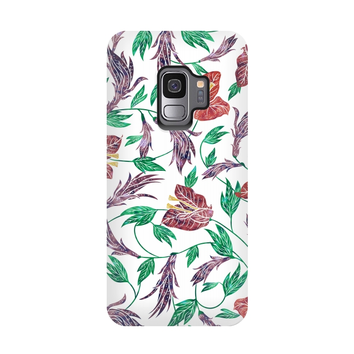 Galaxy S9 StrongFit Tropical Flowers Pattern by Dushan Medich