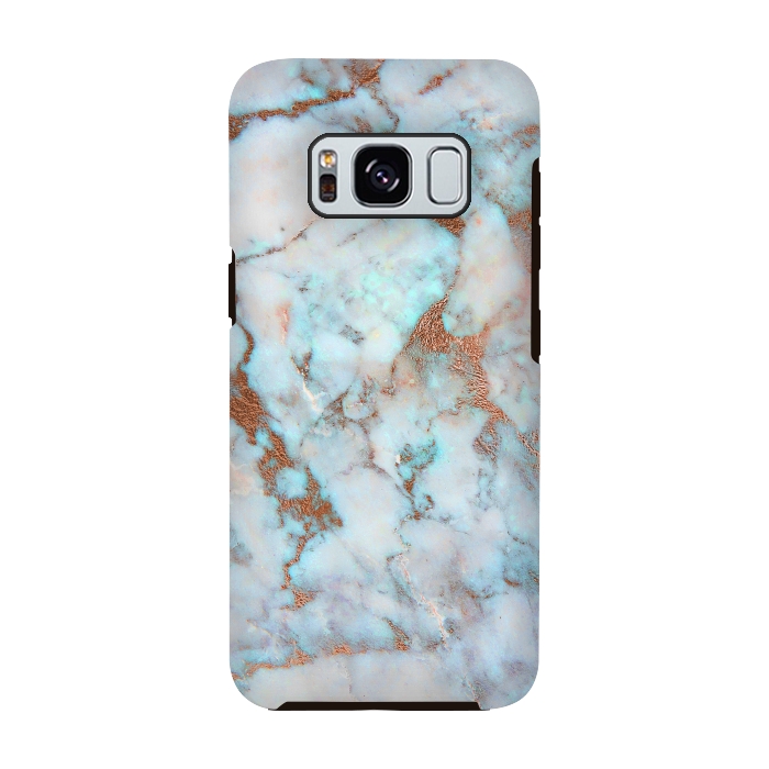 Galaxy S8 StrongFit White & Gold Faux Marble by Dushan Medich