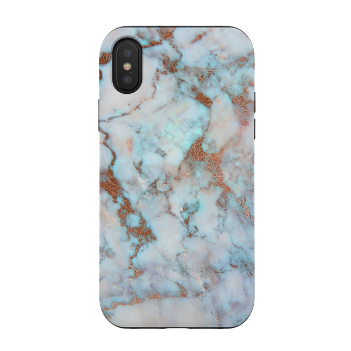 iPhone Xs / X StrongFit White & Gold Faux Marble by Dushan Medich