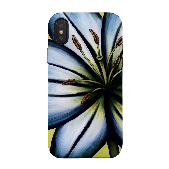 iPhone Xs / X StrongFit Blue Lily by Denise Cassidy Wood