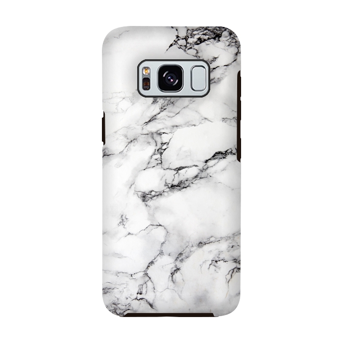 Galaxy S8 StrongFit White Marble Stone Print by Dushan Medich