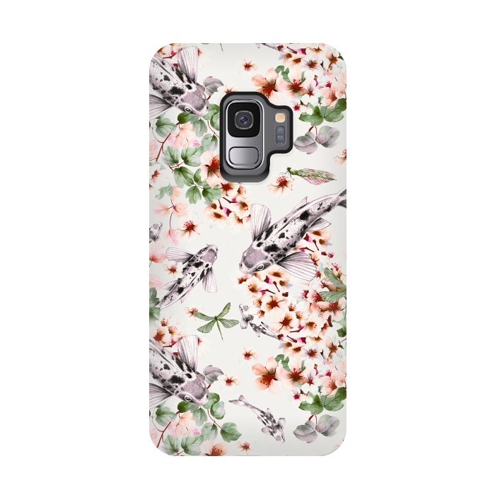 Galaxy S9 StrongFit Asian pattern fish bloom by Mmartabc