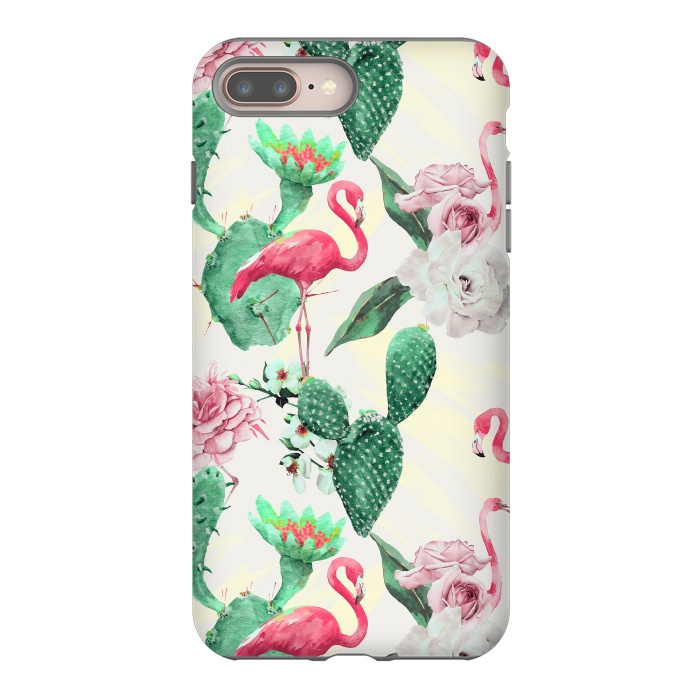 iPhone 7 plus StrongFit Flamingos, geometric and flowers by Mmartabc