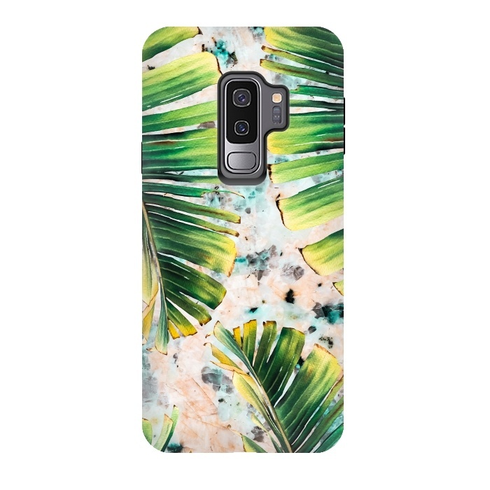 Galaxy S9 plus StrongFit Palm leaf on marble 01 by Mmartabc
