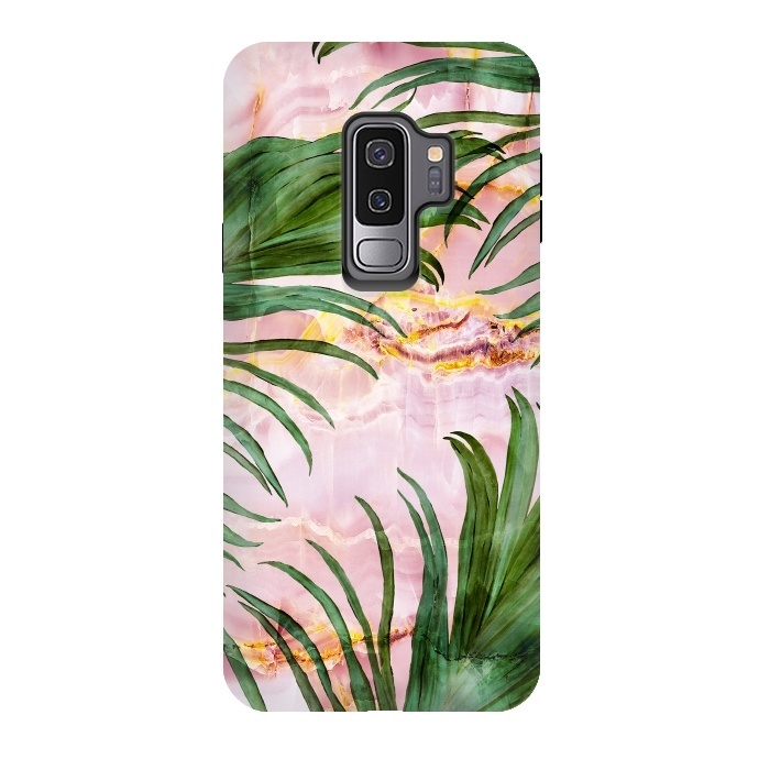 Galaxy S9 plus StrongFit Palm leaf on marble 03 by Mmartabc