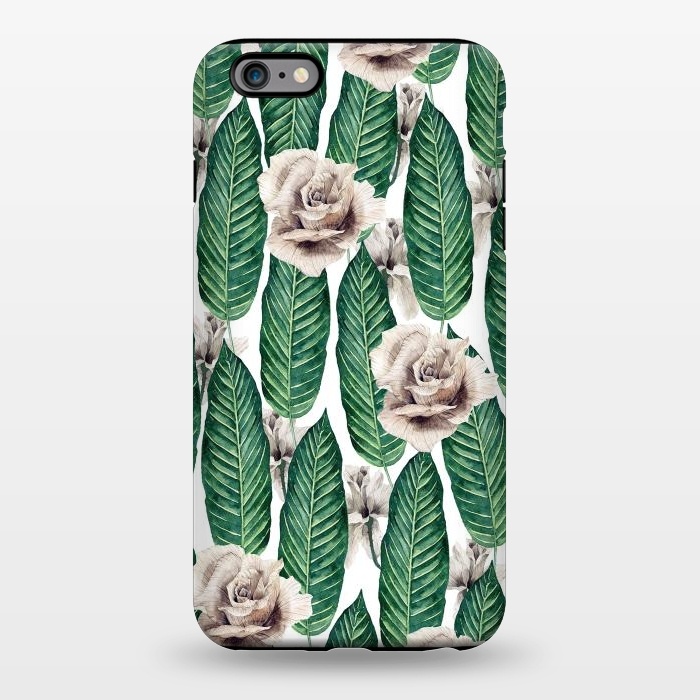 iPhone 6/6s plus StrongFit Tropical leaves and white roses by Mmartabc
