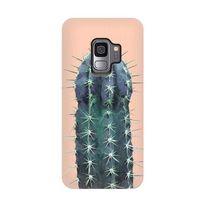 Galaxy S9 StrongFit Cactus Illustration Pink Background by Alemi