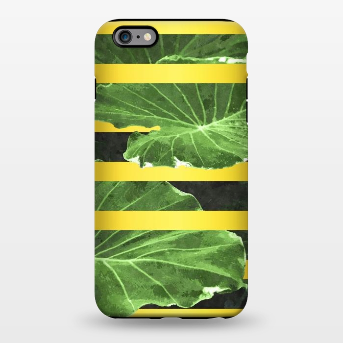 iPhone 6/6s plus StrongFit Green Leaves and Gold Stripes by Alemi