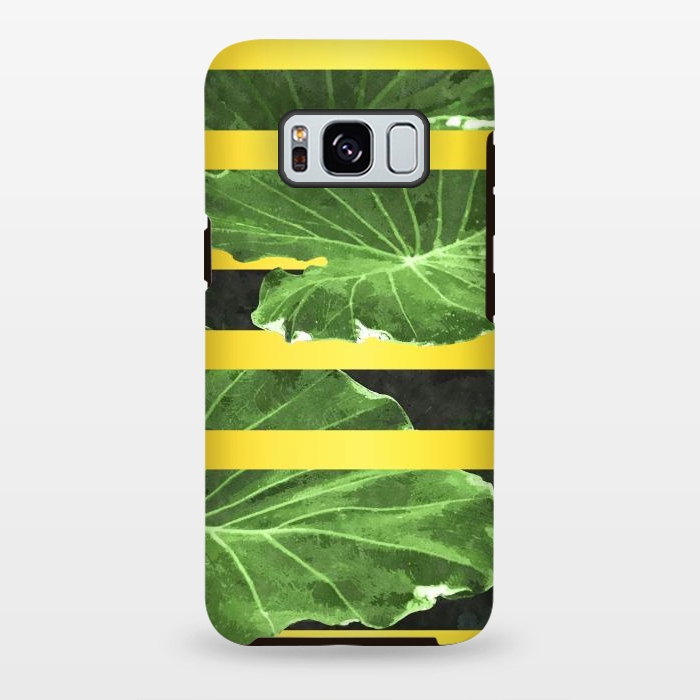 Galaxy S8 plus StrongFit Green Leaves and Gold Stripes by Alemi