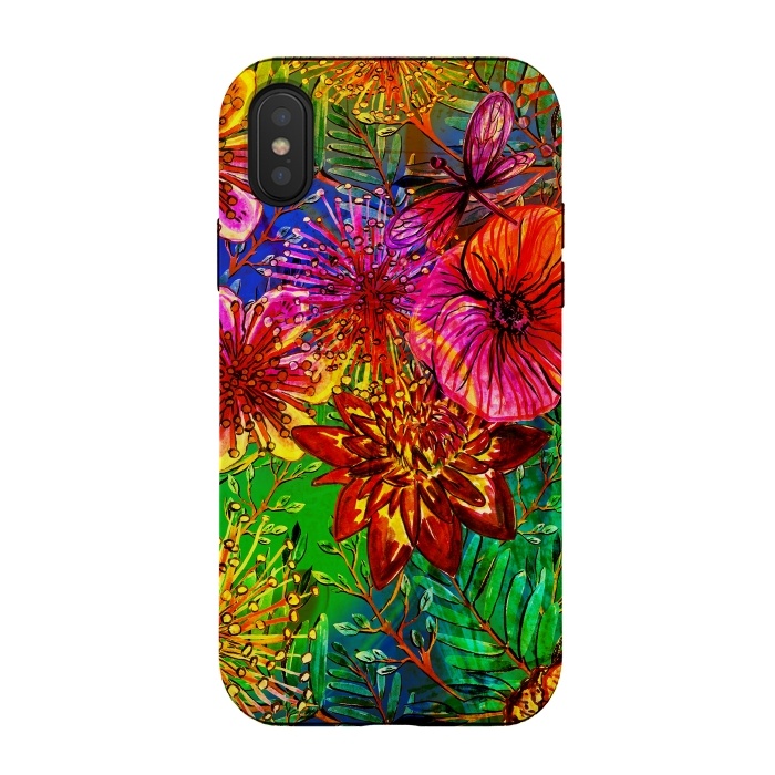 iPhone Xs / X StrongFit Colorful Flower Jungle by  Utart