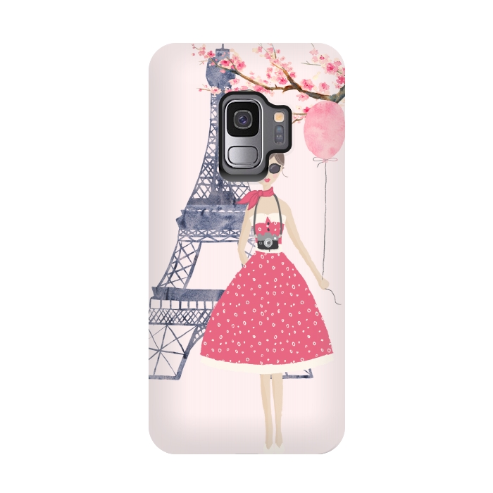 Galaxy S9 StrongFit Trendy Girl in Spring in Paris by DaDo ART