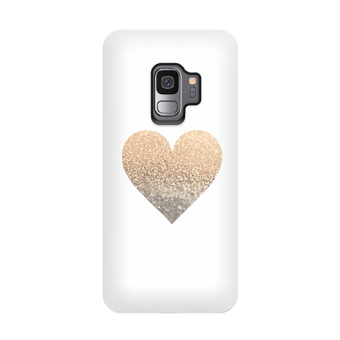 Galaxy S9 StrongFit Gatsby Gold Heart by Monika Strigel